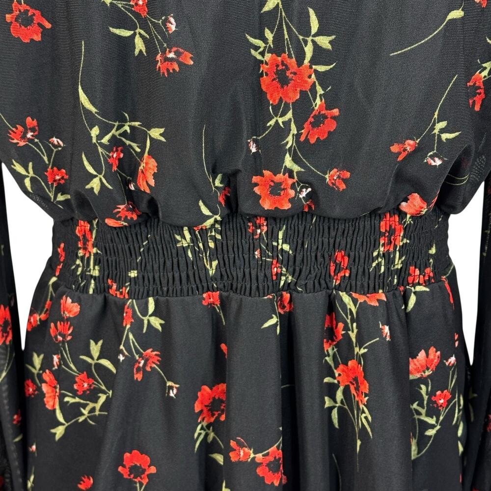 Ember X-Large Top Floral Lined Long Balloon Sleeve Surplice V-Neck Stretch Multi - Picture 8 of 12